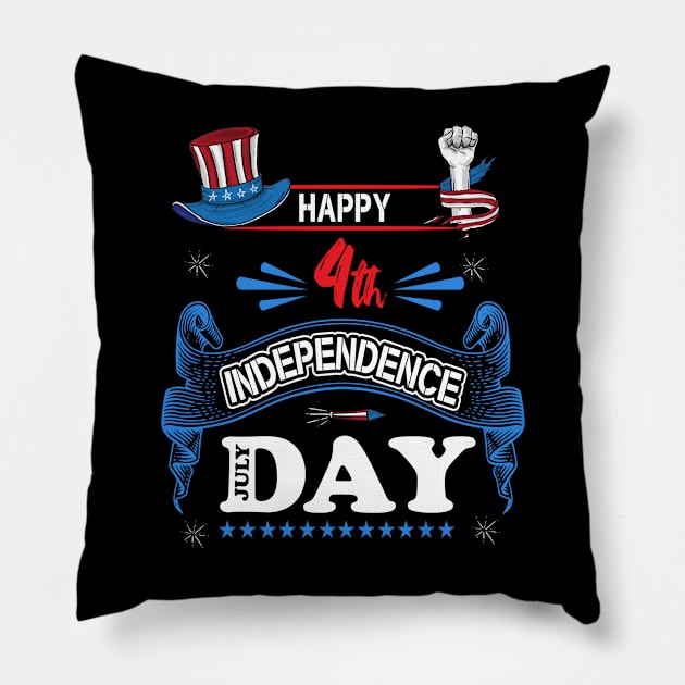 Happy 4th of July Independence Day Pillow by Printashopus