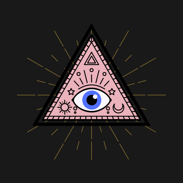 All Seeing eye - Pink with Blue eye by Just In Tee Shirts