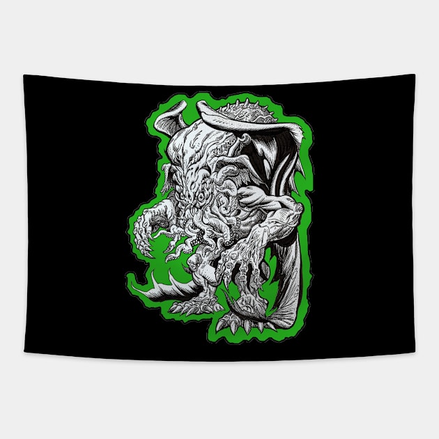 Green Cthulhu Tapestry by rsacchetto