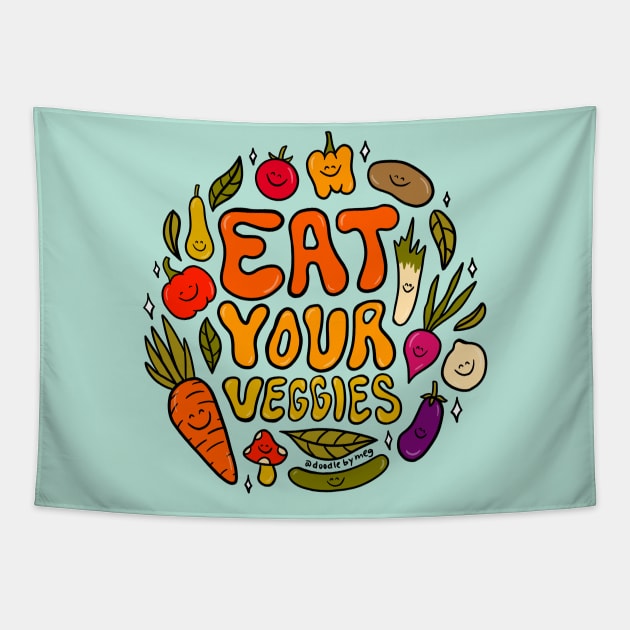 Eat Your Veggies Tapestry by Doodle by Meg