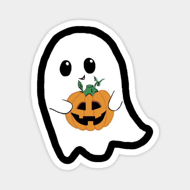 Cute Ghost Holding Pumpkin Magnet by KangarooZach41