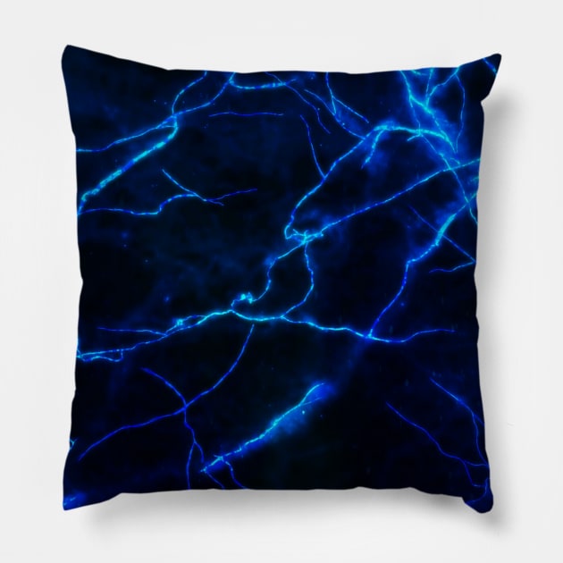 Blue lightning Pillow by Morishasha