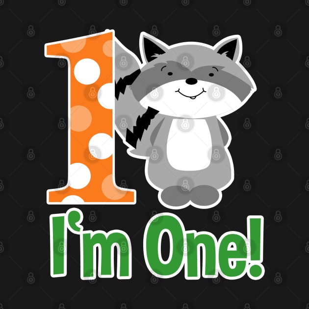 Raccoon I'm One First Birthday shirt - Orange by JessDesigns