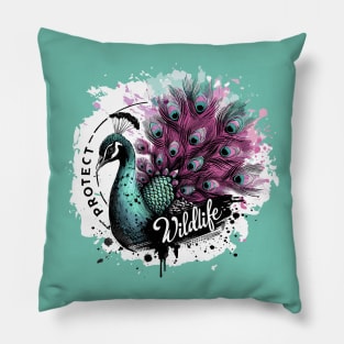 Protect Wildlife - Peacock Pillow