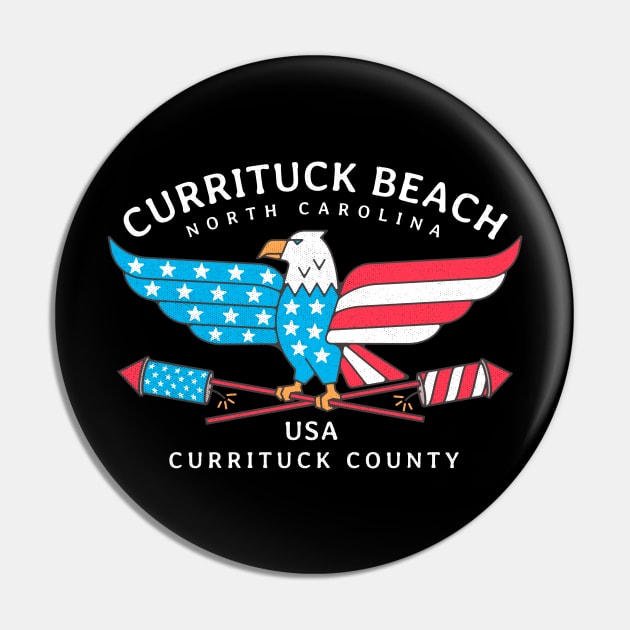 Currituck Beach, NC Summer Patriotic Pride Fourth of July Pin by Contentarama