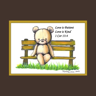 Bear on Bench 1 Cor 13:4 T-Shirt