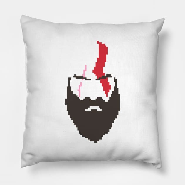 God of War - Kratos face (Pixelated #2) Pillow by InfinityTone