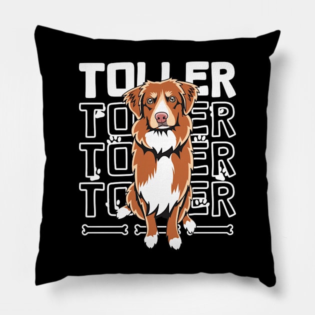 Toller Stand Nova Scotia Duck Tolling Retriever Pillow by welovetollers