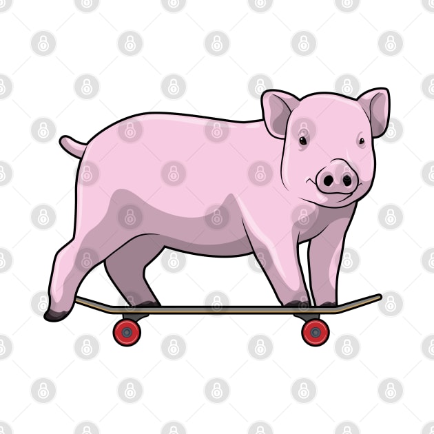 Pig as Skater with Skateboard by Markus Schnabel