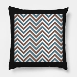 Blue and Brown Chevron Multi-color Pattern Pillow