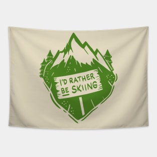 Green Skiing Skier I´d rather be skiing Design Tapestry