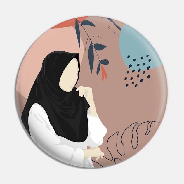 Minimalist hijab jilbab woman islam muslim female girl print, abstract shapes tropical leaves illustration, neutral colors background Pin by Modern Art