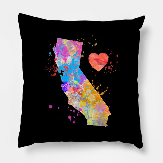 Love California CA Home Paint Splatter Artsy Bright Gift Diea Pillow by joannejgg