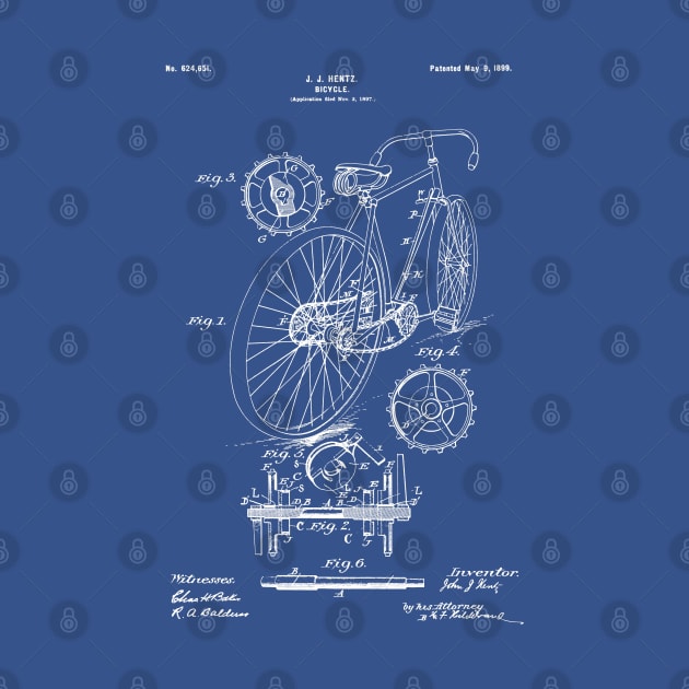 Vintage Bicycle - 1899 Patent Drawing - Apng by SPJE Illustration Photography