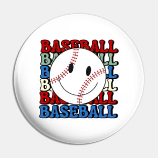 Comfort Colors Baseball smiley face Pin