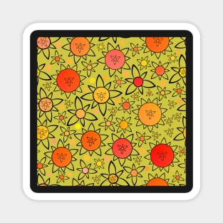 Flower Suns Warm on Yellow Green Repeat 5748 Magnet