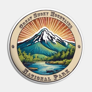 Sticker- Vintage Majestic Smoky Mountains National Park Emblem Pin