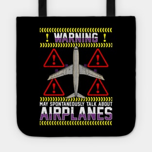 Warning May Spontaneously Talk About Airplanes Tote