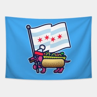 Chicago Stocking Cap Dog with Flag Tapestry