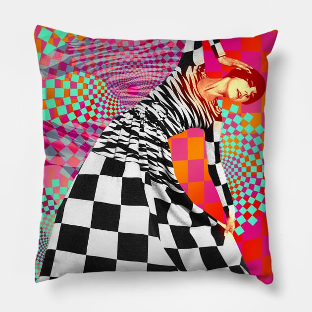 60s Supermodel Peggy Moffat Pillow by Dez53