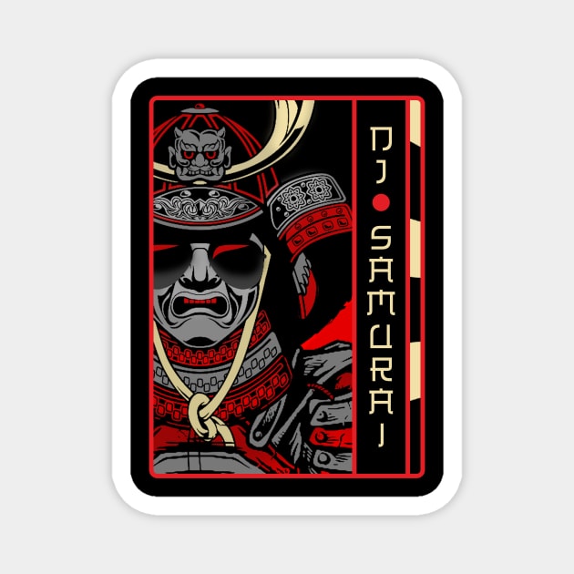 DJ Samurai Japanese Culture Music Warrior Magnet by FunnyphskStore