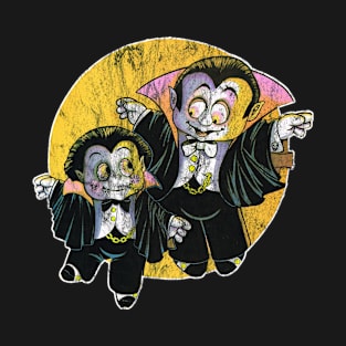 Vintage Halloween Vampire Family Cut Out Graphic T-Shirt