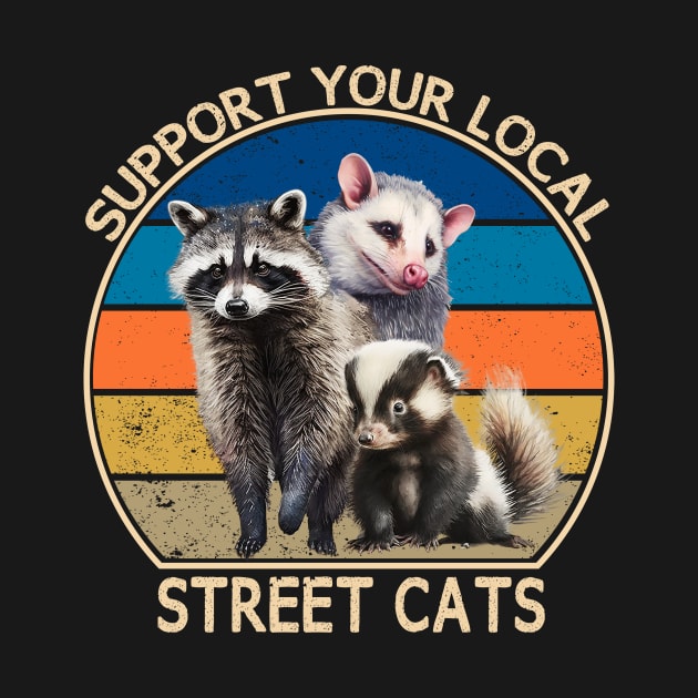 Support Your Local Street Cats Racoon, Skunk and opossum by DonnaPeaches