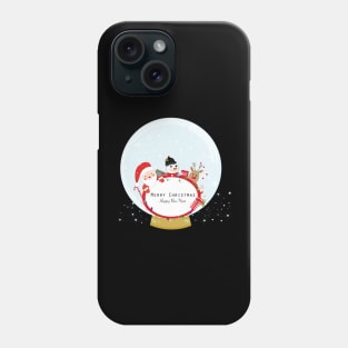 Snow globe. Santa Claus, deer and snow man Phone Case