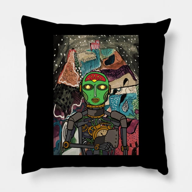 Legend NFT - RobotMask with AfricanEye Color and GlassSkin on OpenSea Pillow by Hashed Art