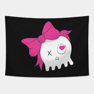 Cute Skull with Pink Bow Tapestry