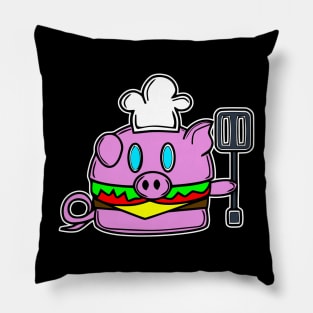 Chef Pig Pork Barbeque Summer Cheeseburger Pillow