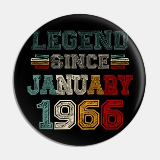 57 Years Old Legend Since January 1966 57th Birthday Pin