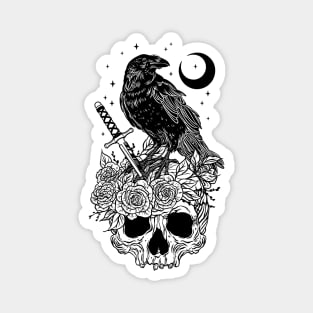 Crow with skull Magnet