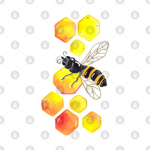 Watercolor Honey bees Pattern by Neginmf