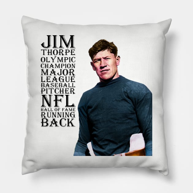 Jim Thorpe, 1912, version 4 Pillow by DarthBrooks