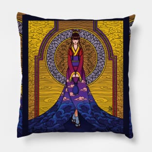 Girl Wearing Kimono Pillow