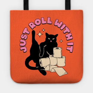 Roll with it Black Cat in orange Tote