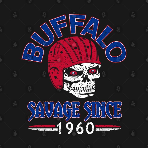 Savage Since 1960 Buffalo Football Vintage Skull by FFFM