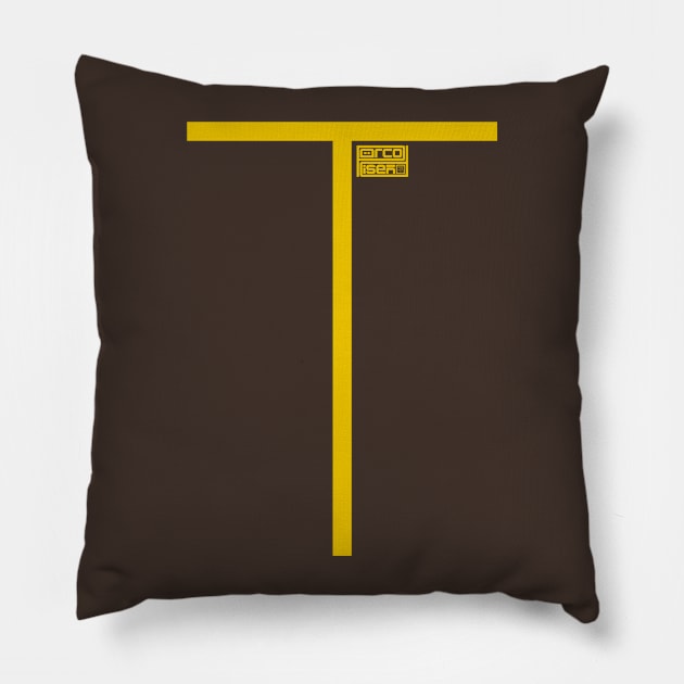 Letter T Simple Thin Clean Minimalist Line Initial Pillow by porcodiseno