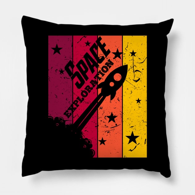 Space Exploration, spaceship in stars Pillow by Positive Lifestyle Online