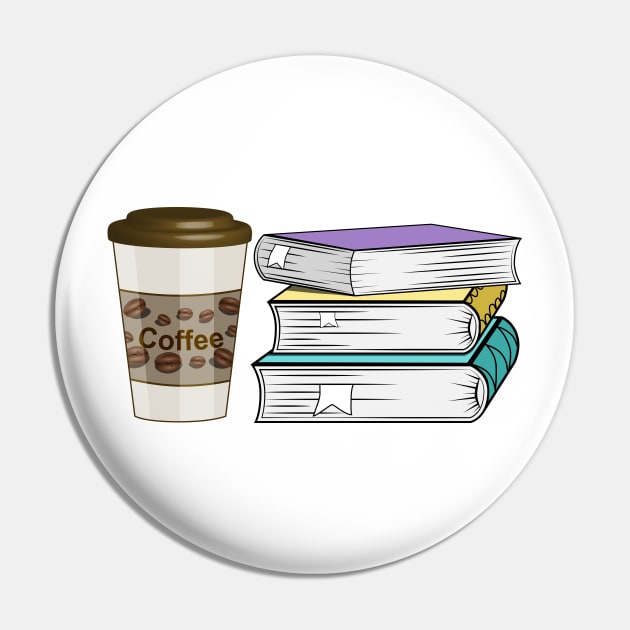 Books And Coffee Pin by Designoholic