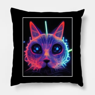 neon art cat Pillow