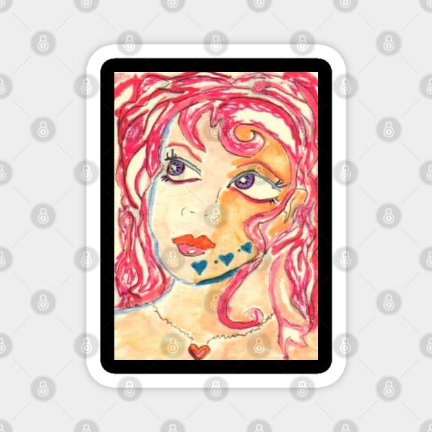 Princess woman girl tattoo face art Magnet by SamsArtworks