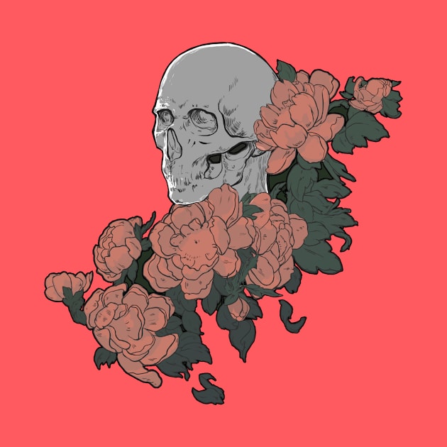 Skull and flowers by aline_rainbow