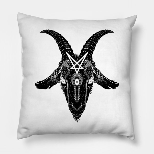 Satanic goat head with pentagram Pillow by OccultOmaStore