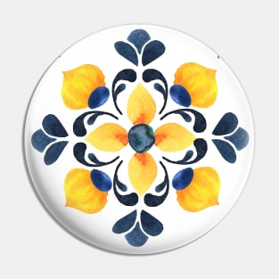 Floral ornament. Watercolor Pin