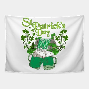 St Patricks Day Green Beer Bier Waterfall Tapestry