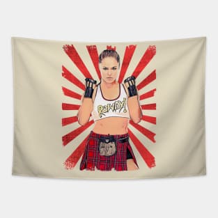 Ronda Rousey Wrestling Vintage Fan Art Tapestry