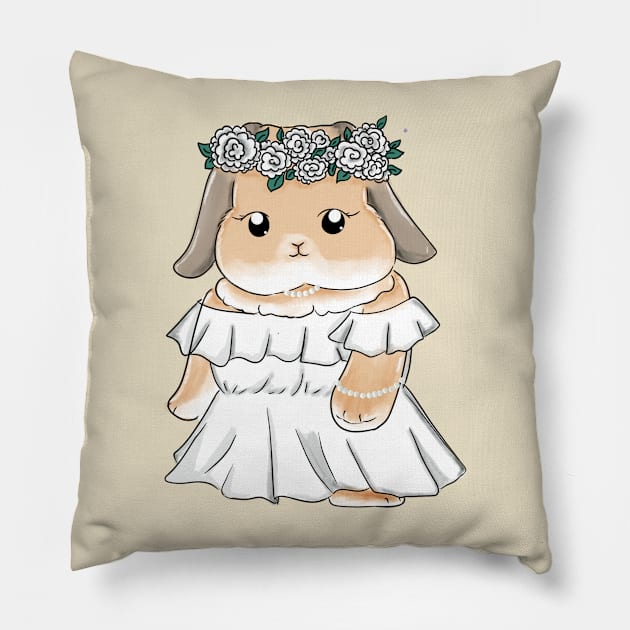 White Rabbit Outfit Wedding _ Bunniesmee Design Pillow by GambarGrace