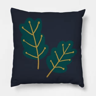 Oak leaves composition, green and yellow color. Pillow